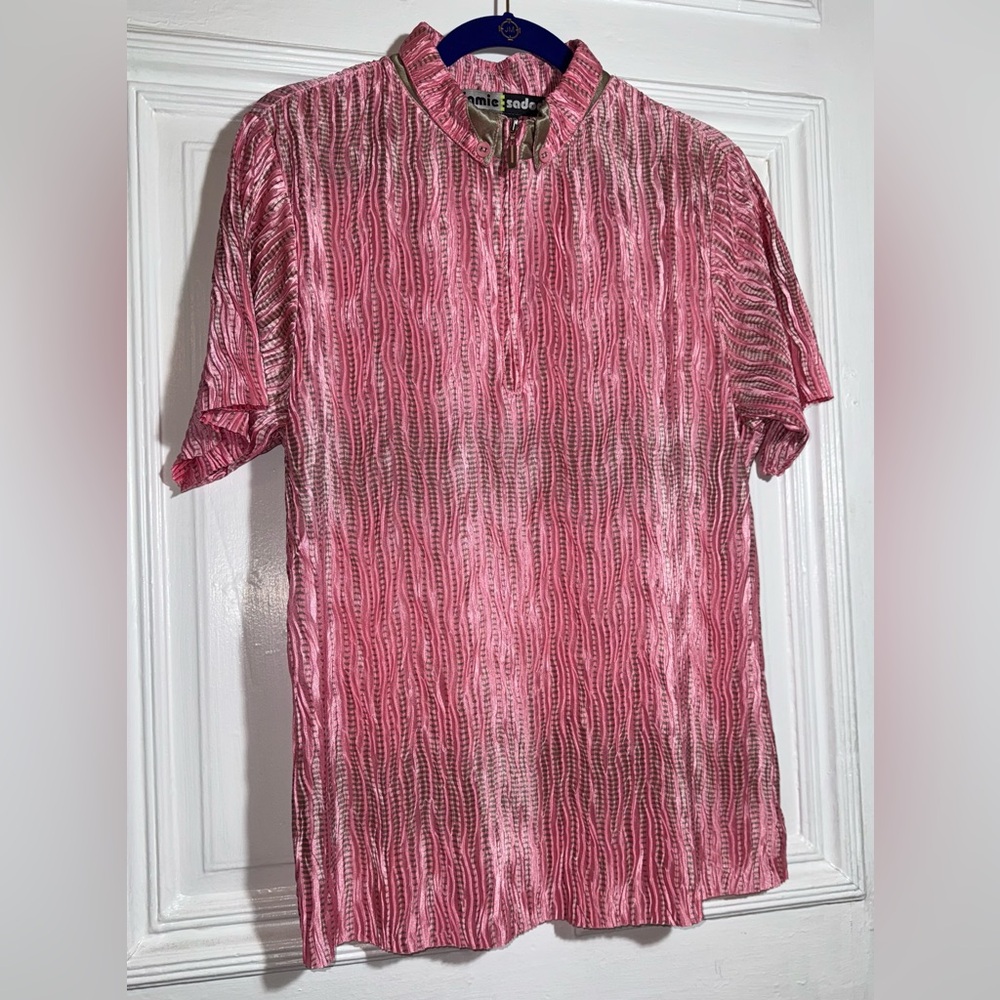 Jamie Sadock Pink and Brown Golf Shirt size XL